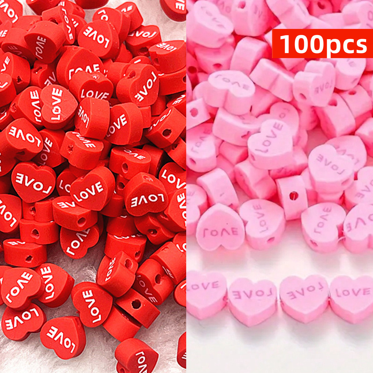 100pcs 10mm Red and Pink Peach - Jewelry Making In Clay review and price