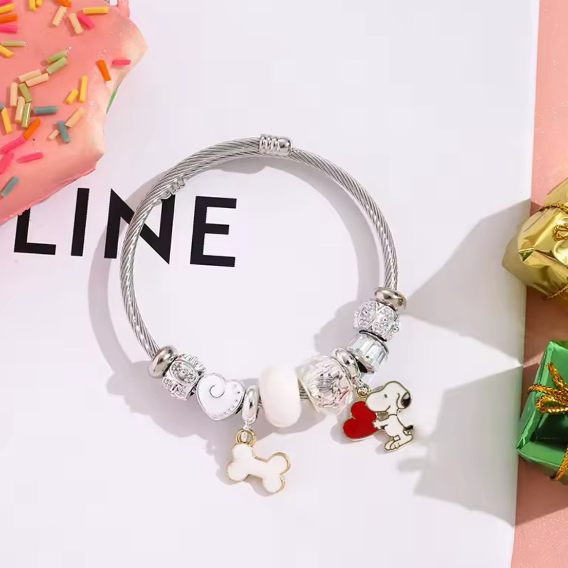 Cute Cartoon Snoopy Bone Heart - Jewelry Making Parts review and price