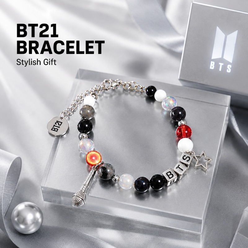 BT21 Black Red Beaded Bracelet - Jewelry Making Parts review and price